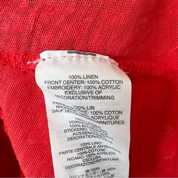 Jcrew-coral 100% Linen Tassel Tee (Size:XL) - Picture 8 of 9